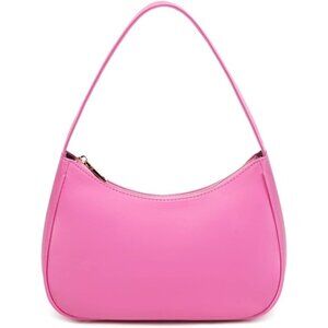 Women Pink Imported Polyester Pu Leather Zipper Closure Cute Mini Tote Handbag